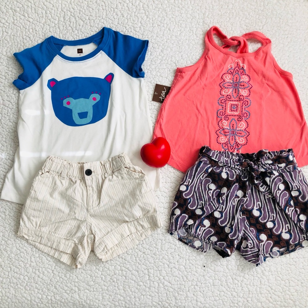 Tea Collection Kids Outfit Set - Blue, Pink, Cream